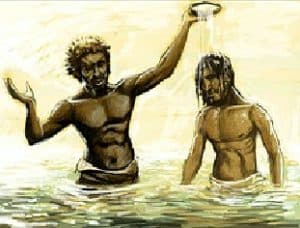 John the Baptist is baptizing people