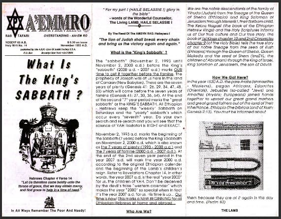 A'EMMRO | Rastafari Study Tracts #14 | What Is The King's SABBATH?
