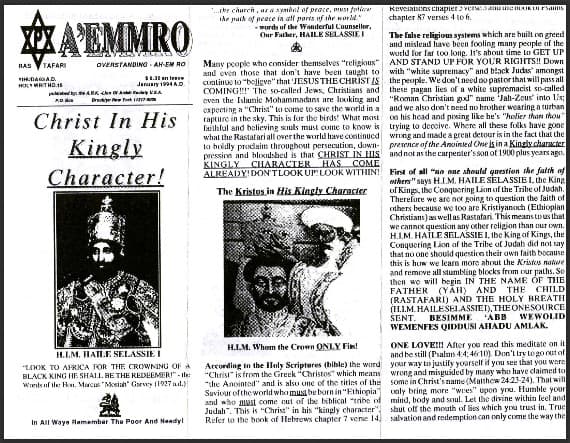 A'EMMRO | Rastafari Study Tracts #16 | Christ In His Kingly Character!
