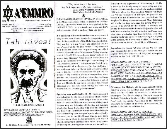 A'EMMRO | Rastafari Study Tracts #17 | Iah Lives!