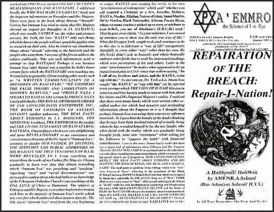 A'EMMRO | Rastafari Study Tracts #28 | REPAIRATION OF THE BREACH: Repair-I-Nation!