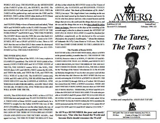 AYMERO | Rastafari Study Tracts #31 | The Tares, The Tears?