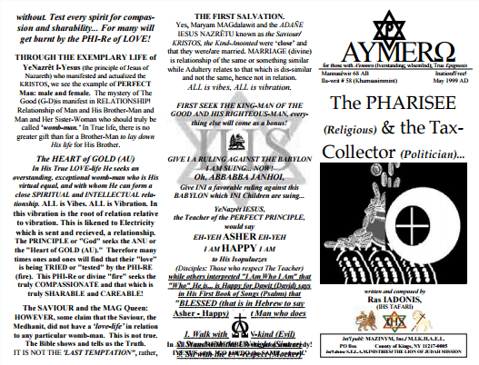 AYMERO | Rastafari Study Tracts #58 | The PHARISEE (Religious) & the Tax-Collector (Politician)...