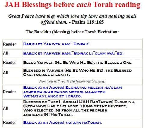 Hebrew4RasTafari Blessings before Torah Haftarah