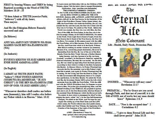 Eternal Life New Covenant Creed