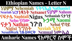 Ethiopian Names - Letter N - Amharic Names የአማርኛ ስሞች